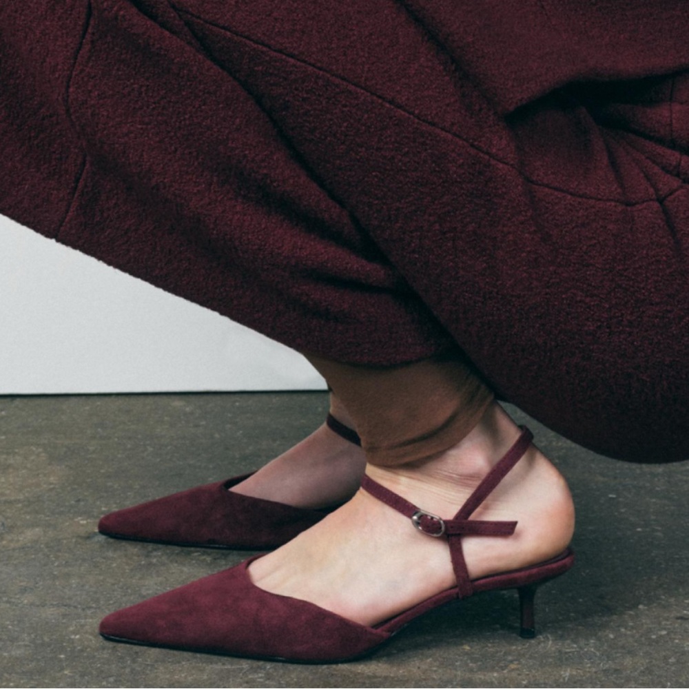 Kitten Heels Zara Kitten Heels Burgundy Slingback kitten Heels Red heels